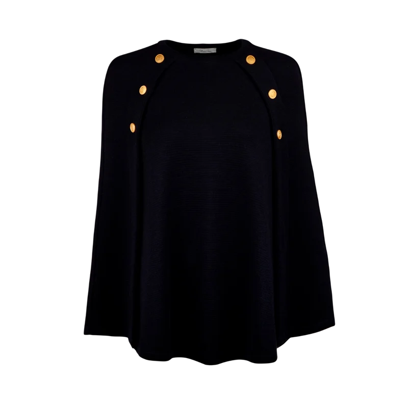 Mary Knit Poncho - Black