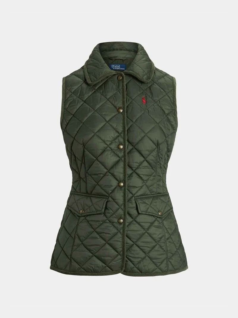 Grön Quiltad Nylon Väst