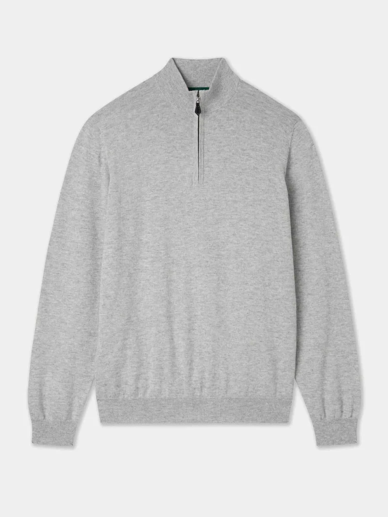 Grå Cotton Cashmere Half-zip Tröja