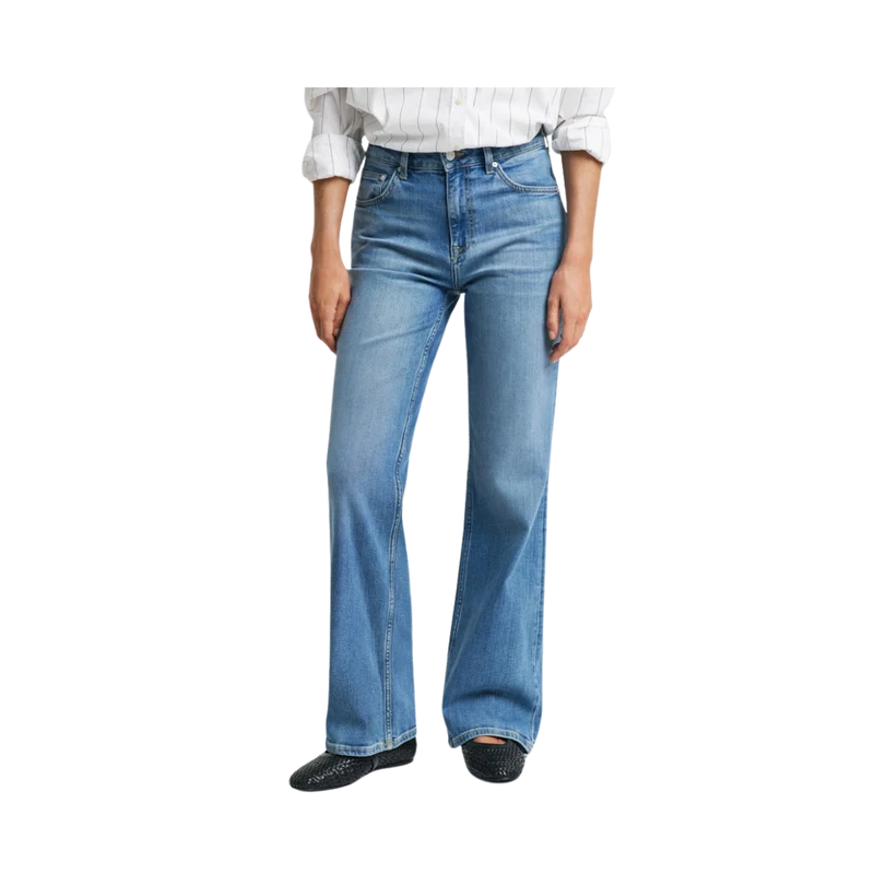 SLIM FLARE JEANS - 982 SEMI LIGHT BLUE BROKEN IN
