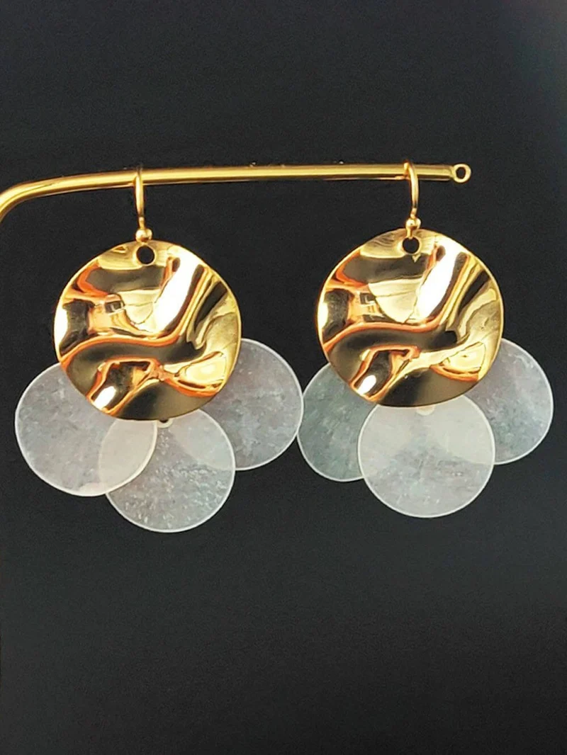 Fashionable And Cute Little Goldfish Transparent Shell Fishtail Earrings