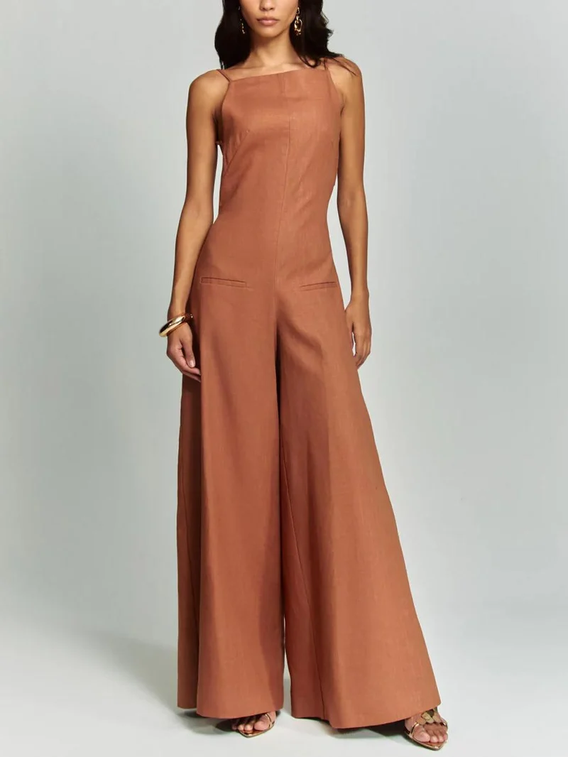 Casual Classic Suspender Wide Leg Jumpsuit