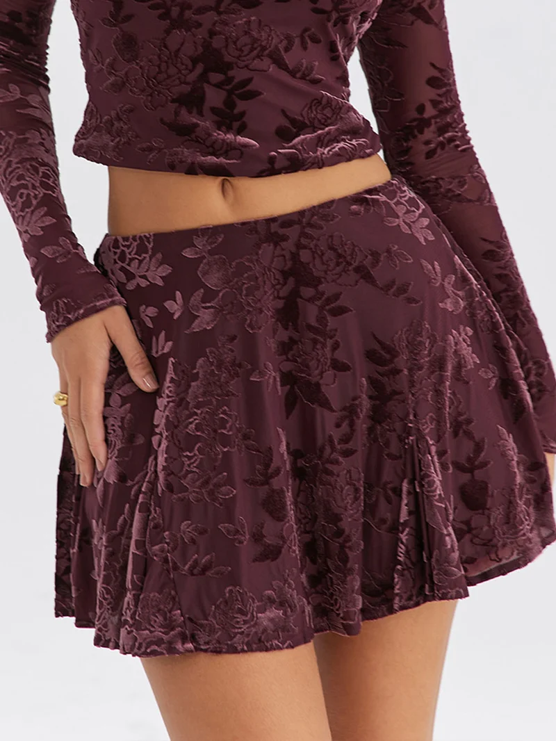 Delicate Floral Print Mini Skirt