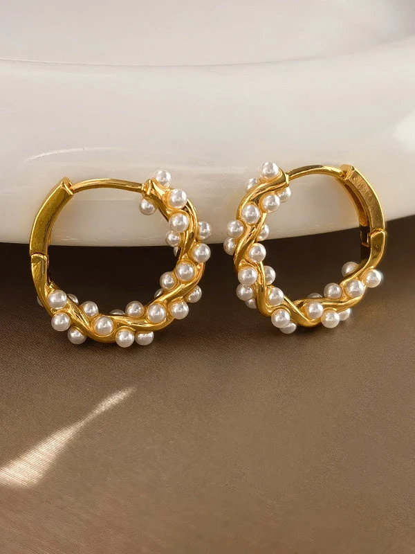 French Simple Pearl Twist Design Vintage Earrings
