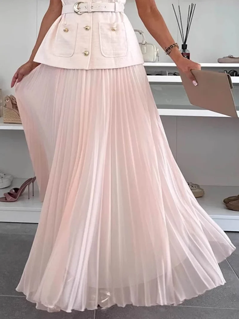 Exquisite And Beautiful Mesh Pleated Maxi Skirt