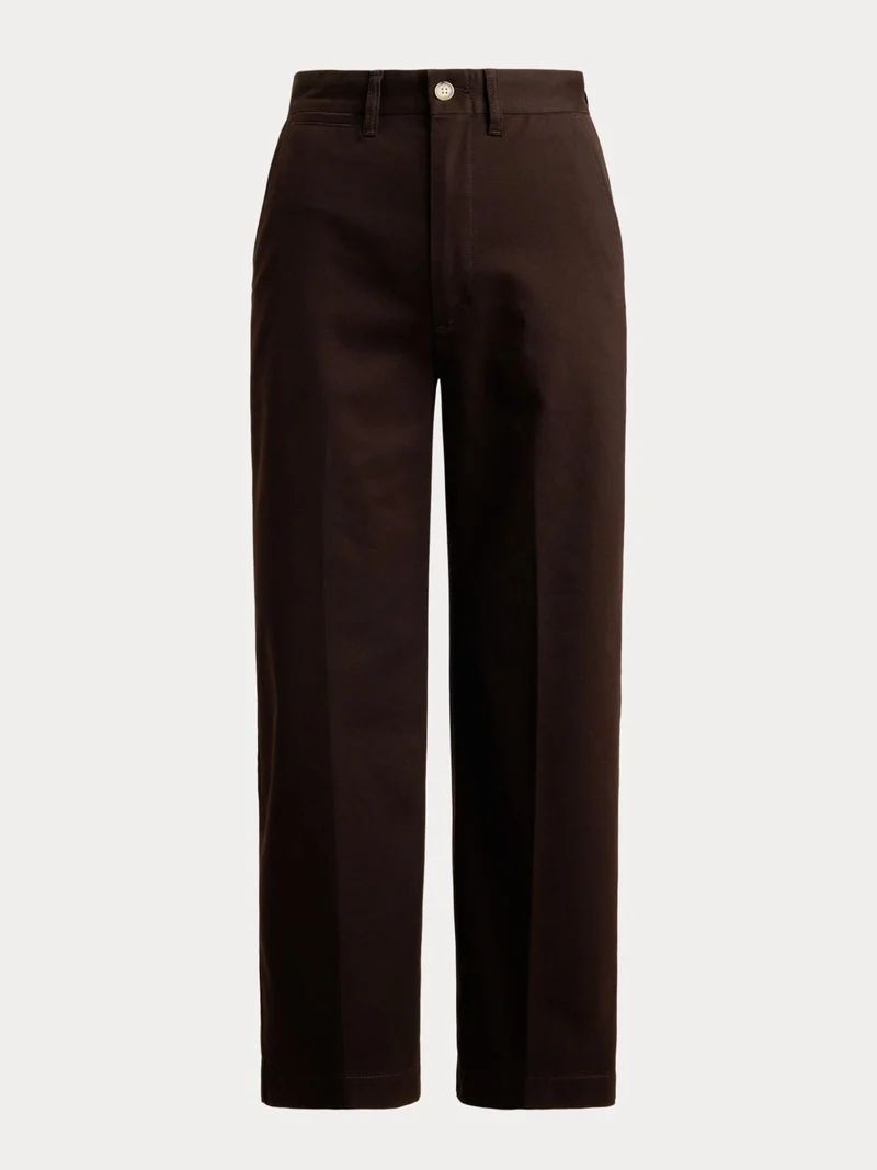 Mörkbruna Ankellånga Wide-Leg Chinos