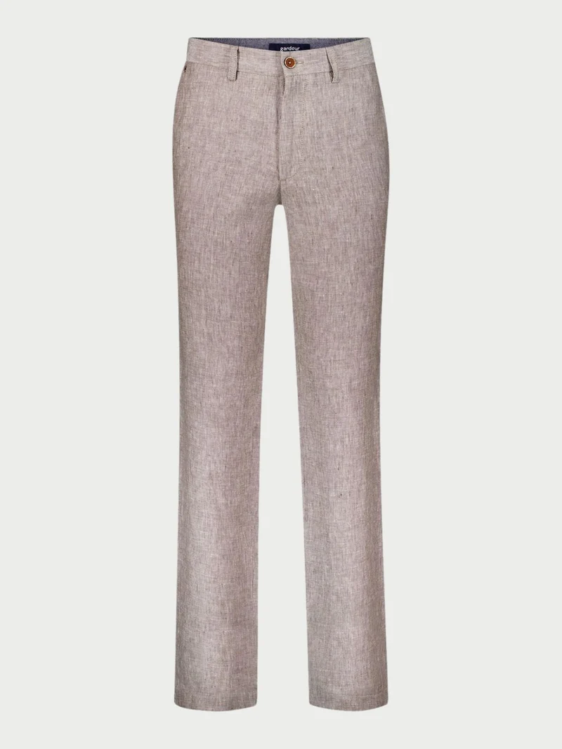 Beige Relaxed Fit Linnebyxa