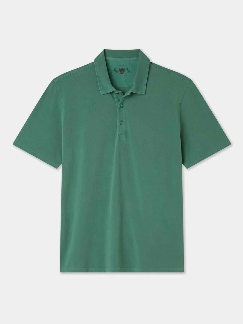 Grön Garment Washed Pikétröja