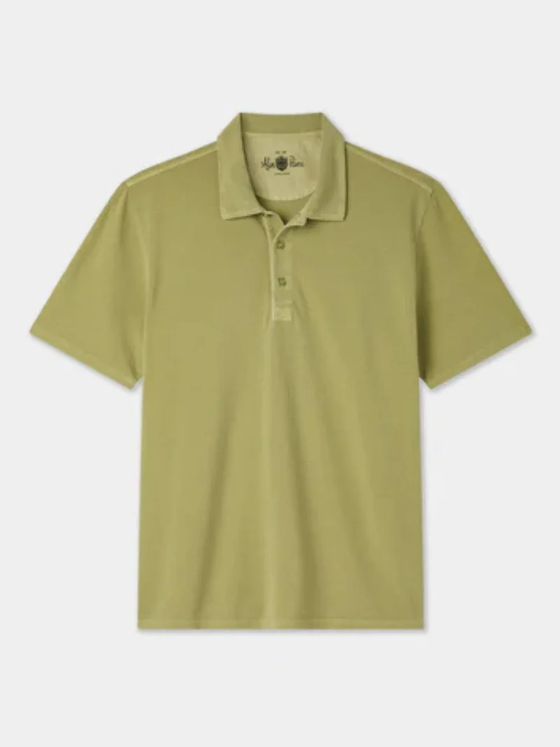 Ljusgrön Garment Washed Pikétröja