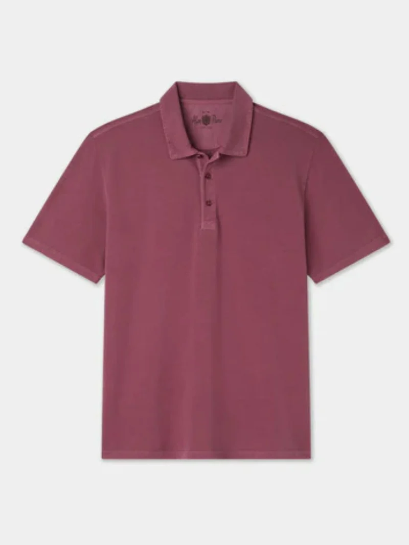 Vinröd Garment Washed Pikétröja