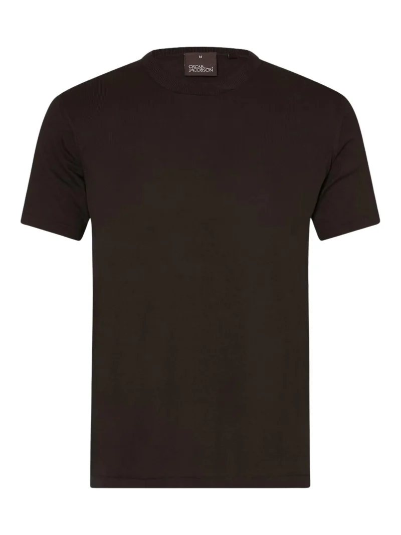 Mörkbrun Finstickad T-shirt i Bomull