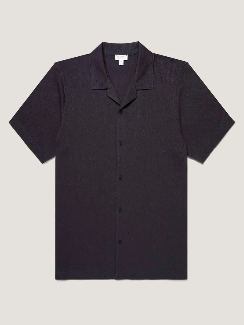 Navy Riviera Camp Collar Pikéskjorta