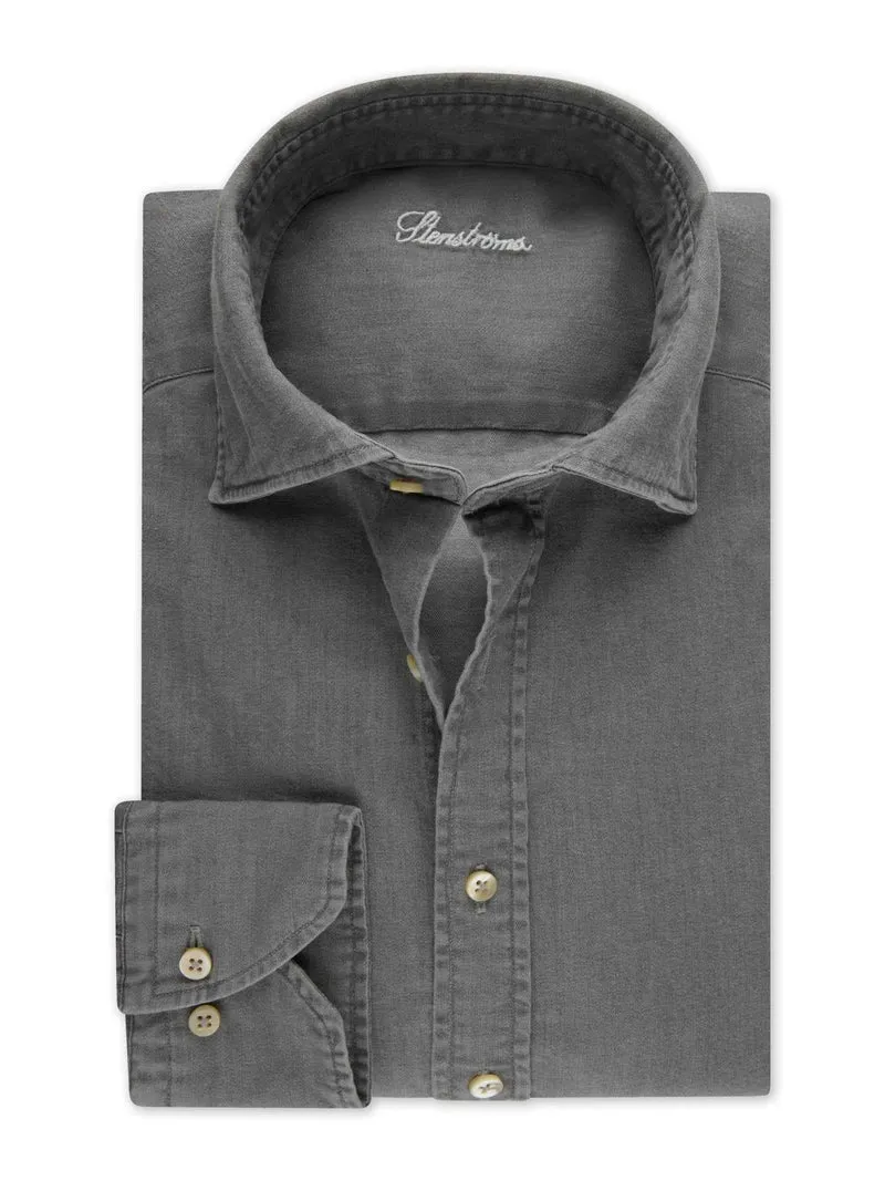 Grå Regular Casual Denimskjorta