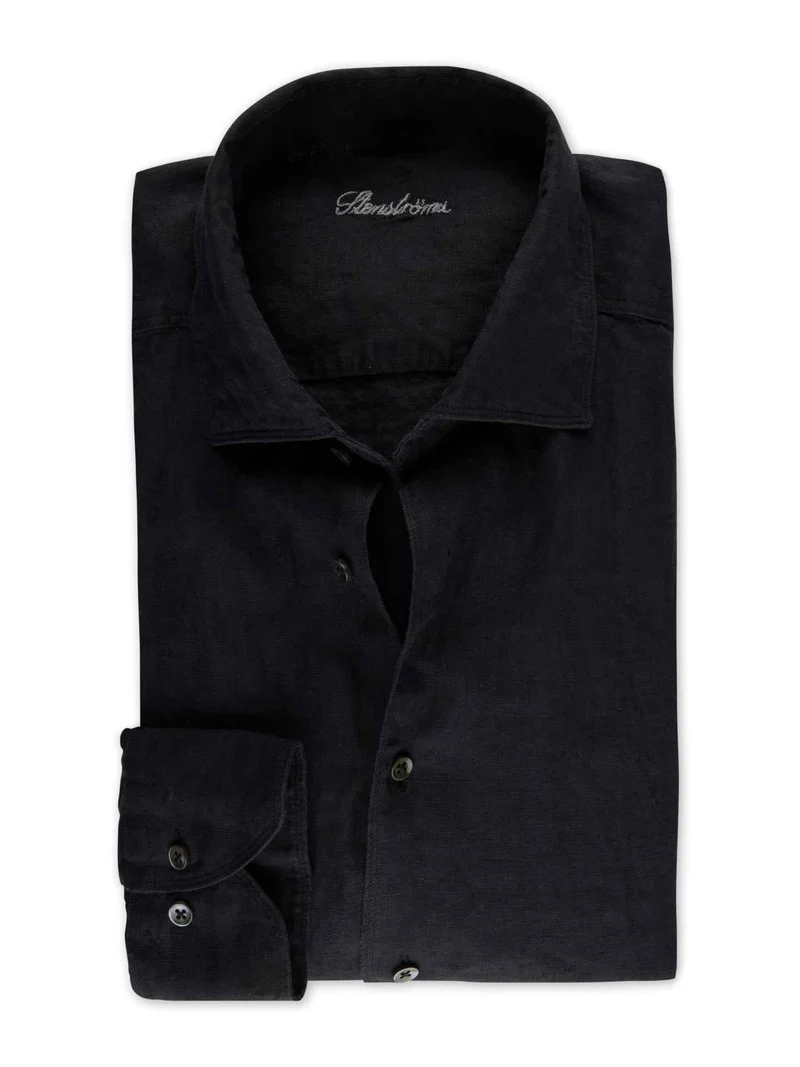 Svart Regular Fit Linneskjorta