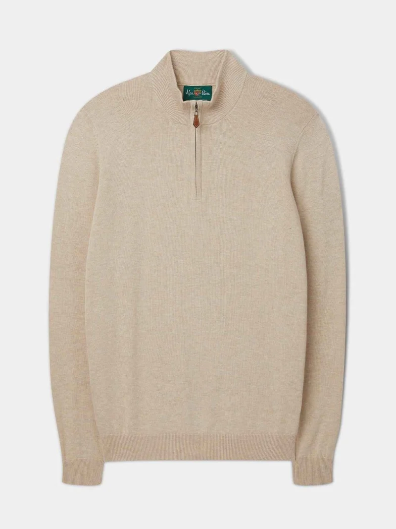 Sand Cotton Cashmere Half-zip Tröja