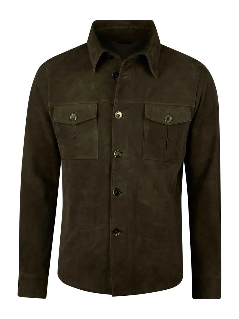 Grön Overshirt i Mocka