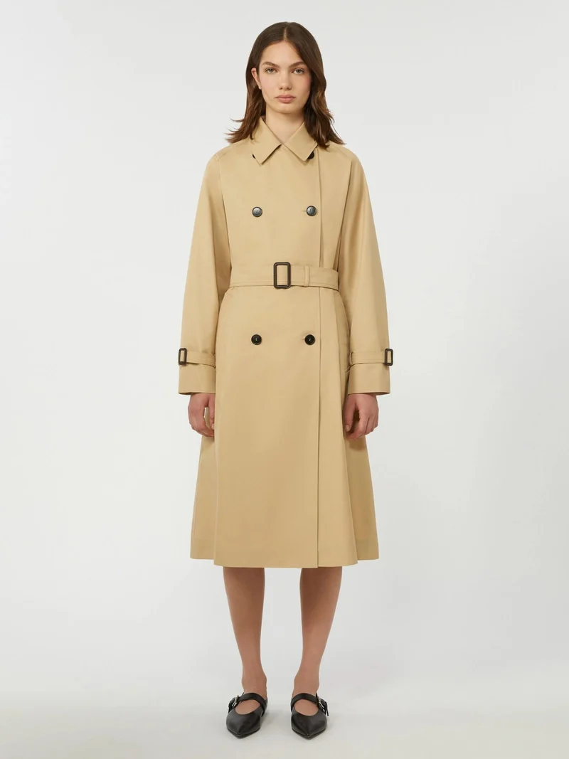 Beige Vändbar Vattenavvisande Trenchcoat
