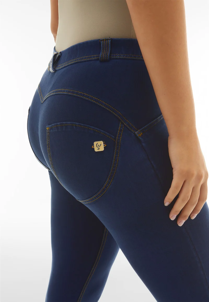 WR.UP Push-Up Regular Waist Skinny Tencel - Denim Dark Blue - Yellow Seam