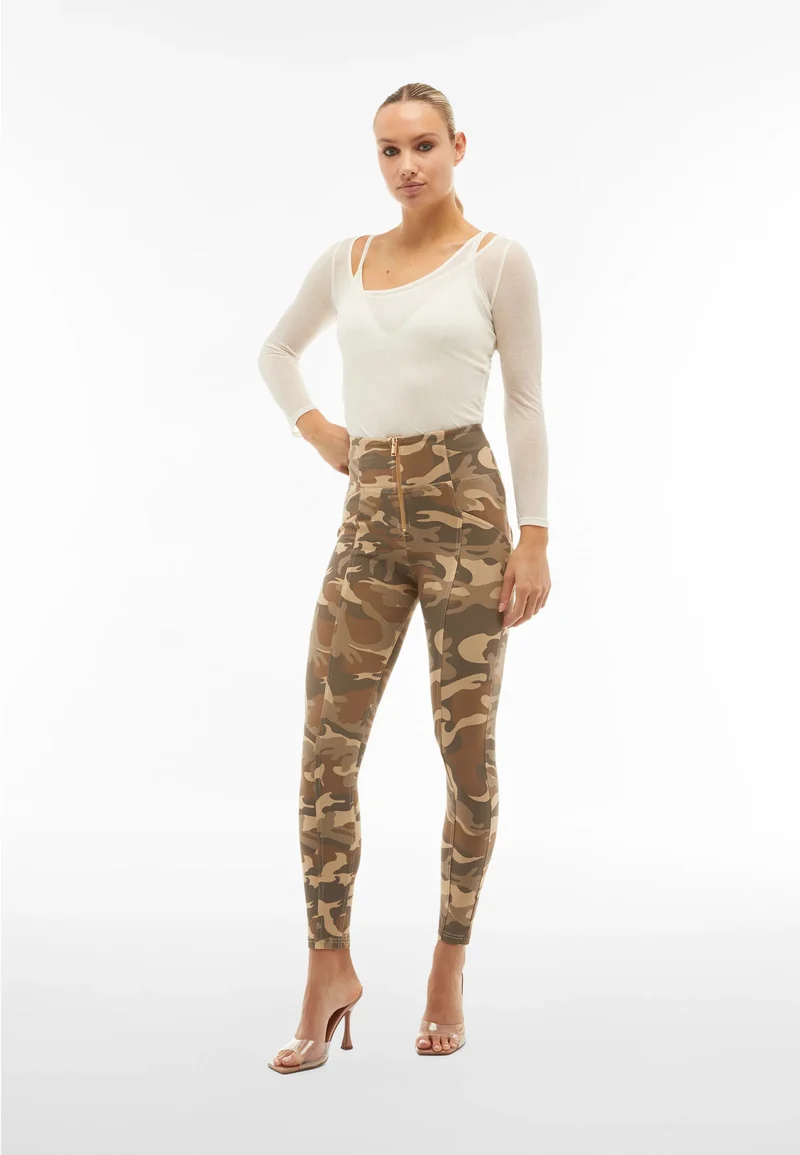 WR.UP Push-Up High Waist Skinny 7/8 Camouflage Pant With Front Seam - Mimetic Beige