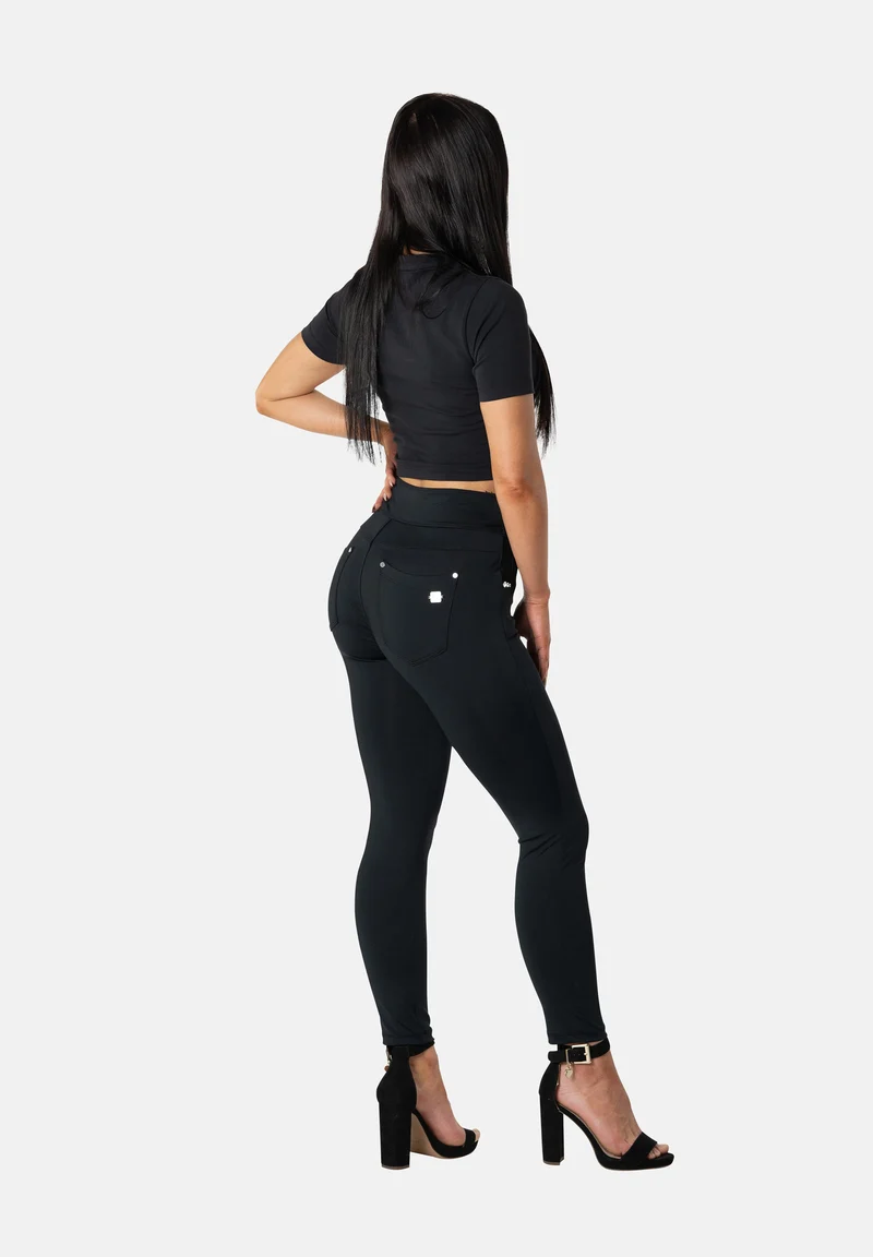 N.O.W. Yoga Mid Waist Skinny 7/8 Flex Tech Leggings - Black