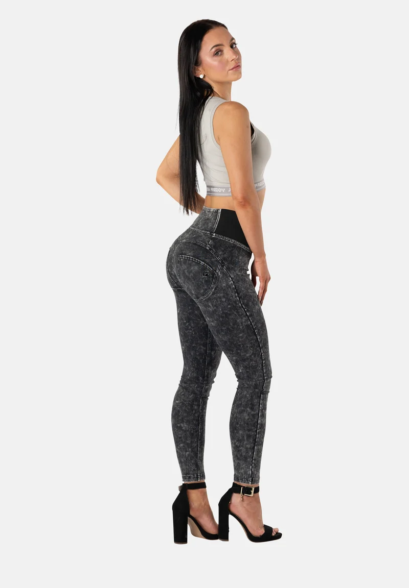 WR.UP Push-Up High Waist Skinny Vegan Leather Pant Python Style - Black