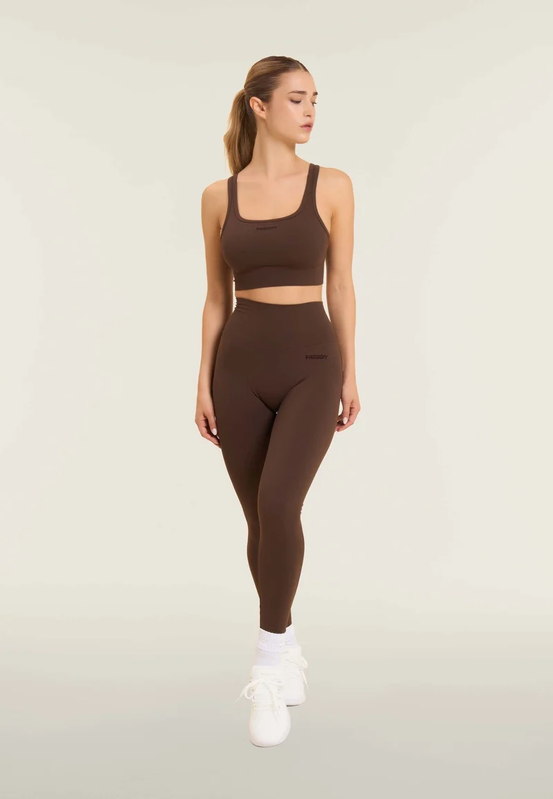 Seamless Push-Up High Waist Skinny 7/8 Leggings - Demitasse Brown - Made in Italy