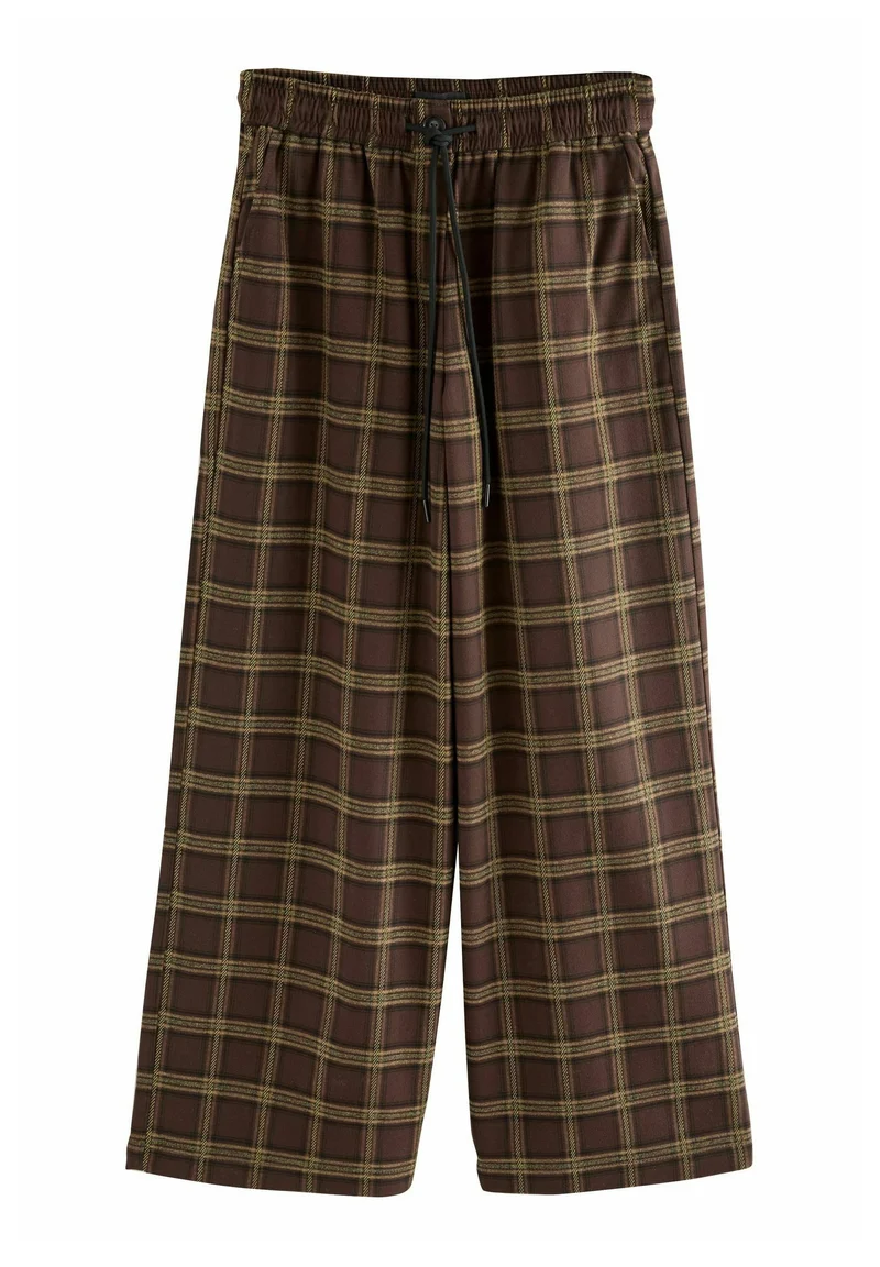 Pull On Wide Leg Check Trouser