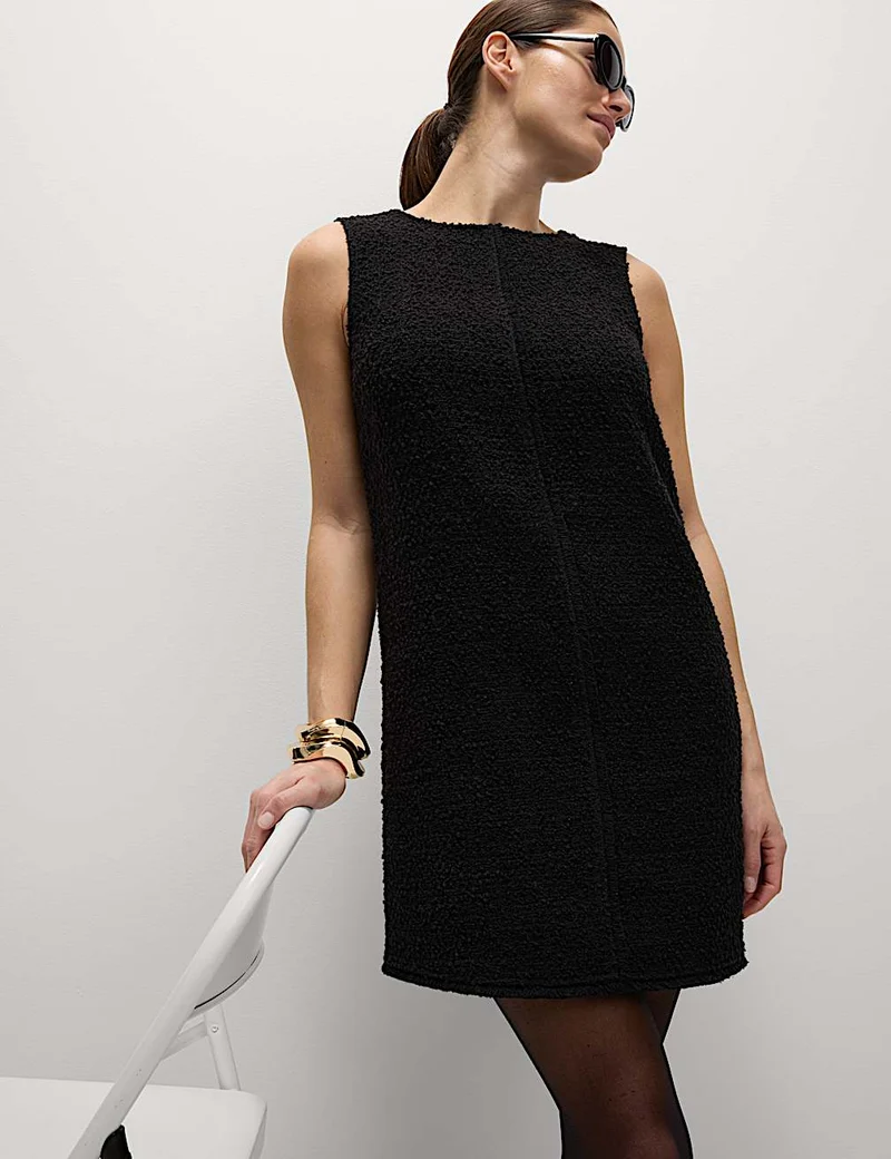 Textured Mini Shift Dress
