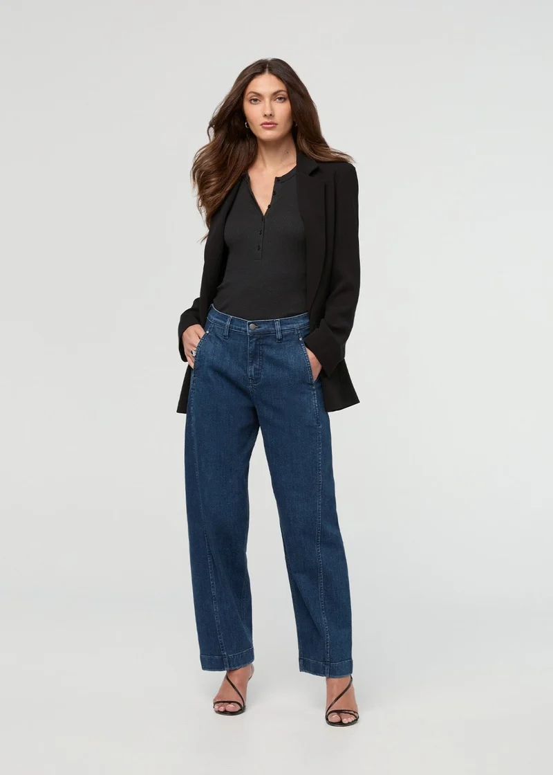 Performance Denim+ High Rise Barrel - Dark Stone