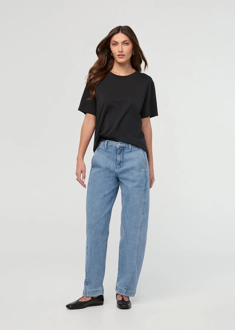Performance Denim+ High Rise Barrel - Light Stone