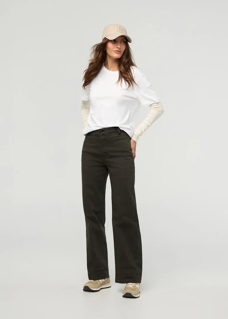 FlexTwill High Rise Trouser - Evergreen