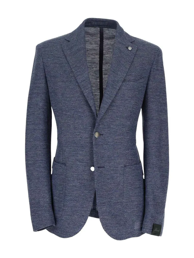 Blå Jersey Blazer i Linnemix