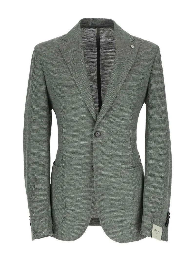 Grön Jersey Blazer i Linnemix