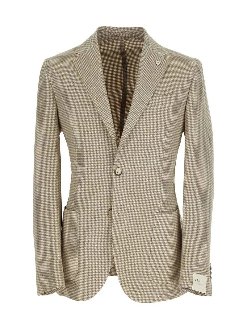 Beige Mönstrad Flanell Blazer