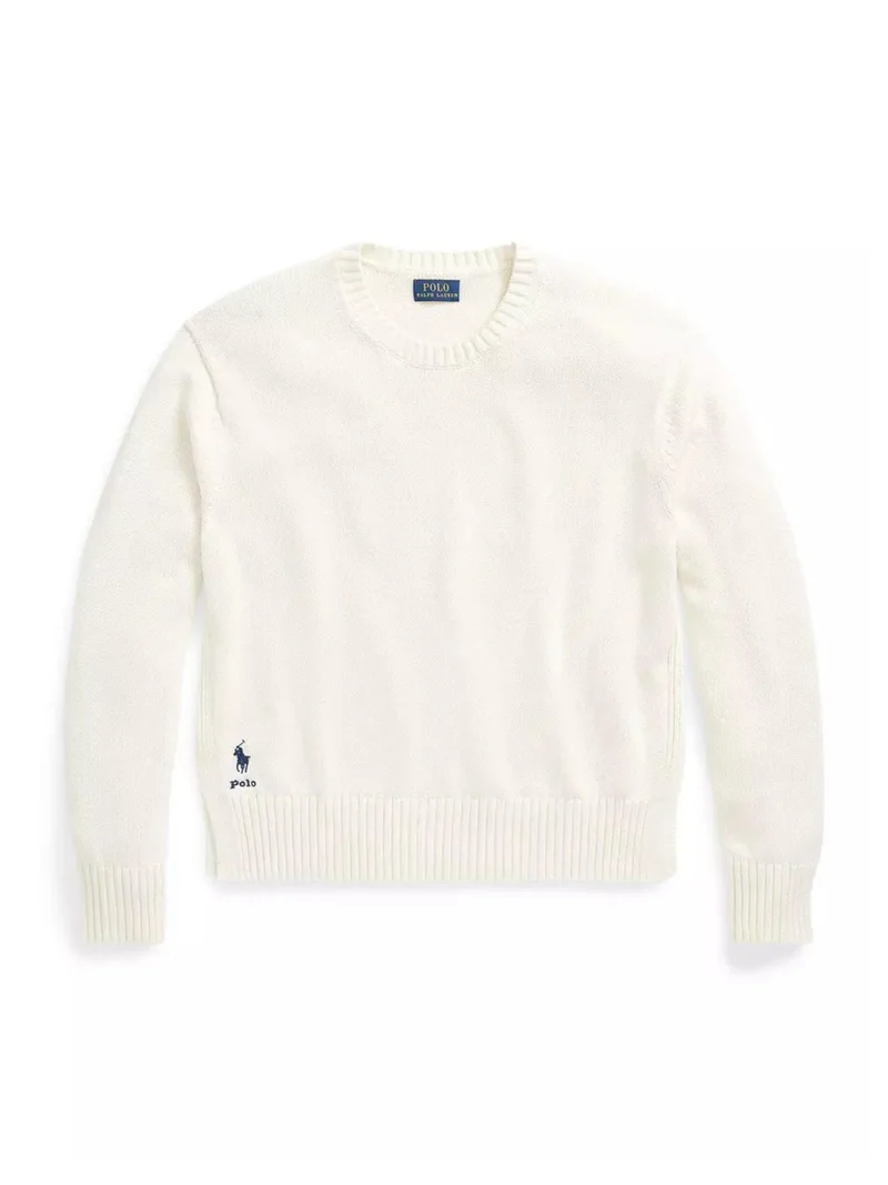 Oversize Stickad Pullover i Bomull