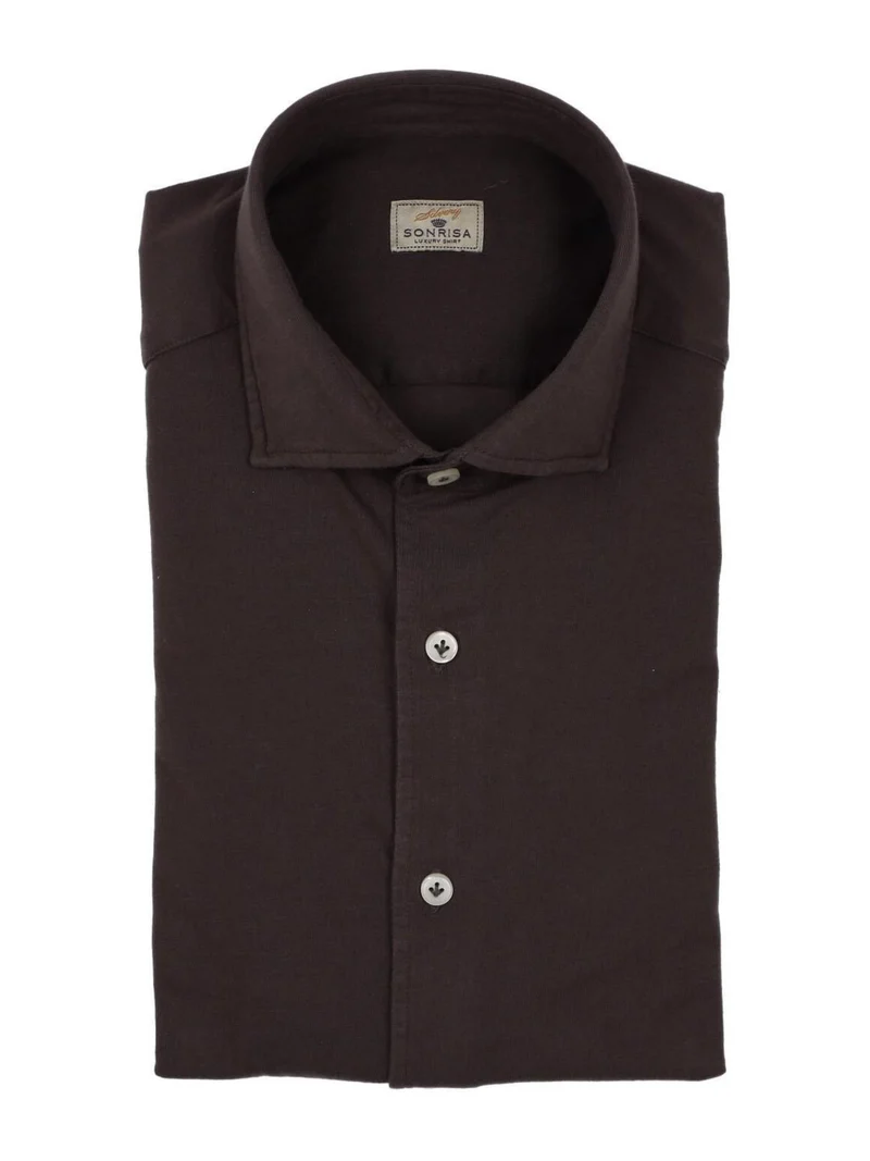 Mörkbrun Casual Jerseyskjorta