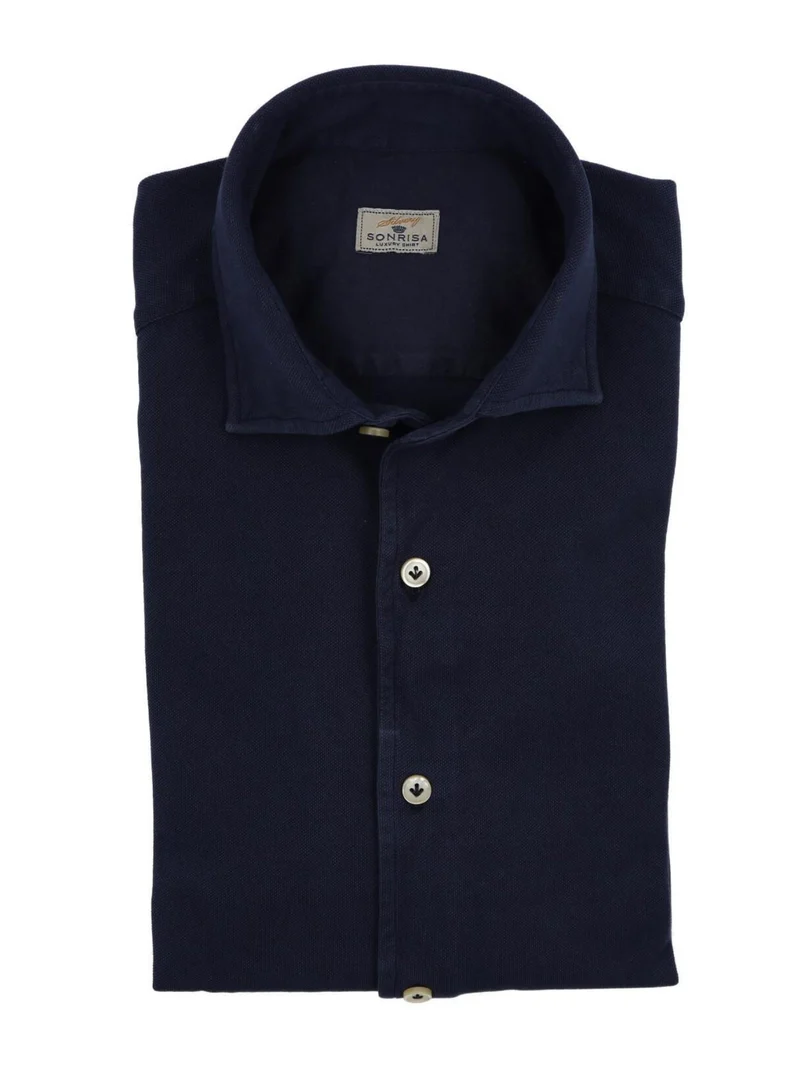 Marinblå Casual Jersey Pikéskjorta