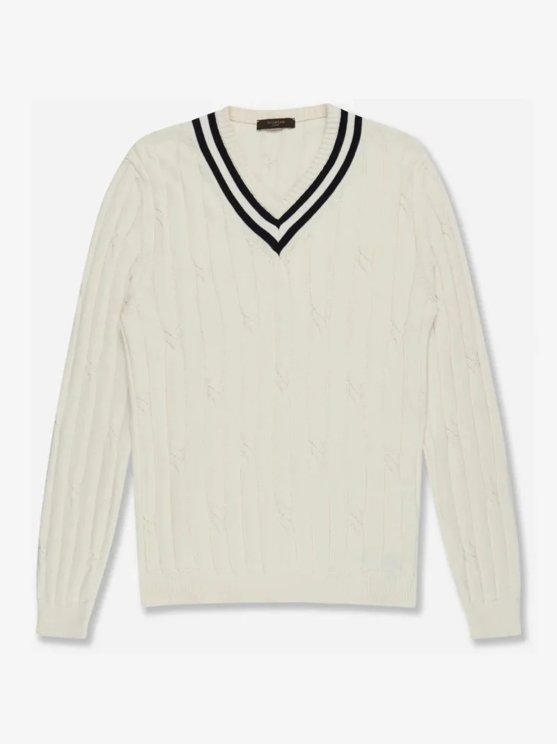 Off-white Kabelstickad V-hals Tröja
