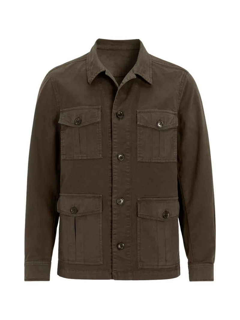 Mörkgrön Safari Overshirt i Bomullsstretch
