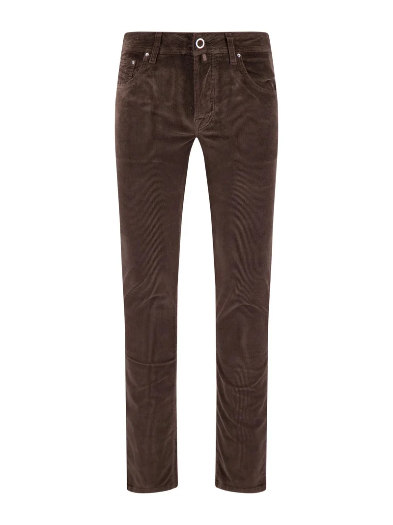 Brun Bard Slim Fit Manchesterbyxor