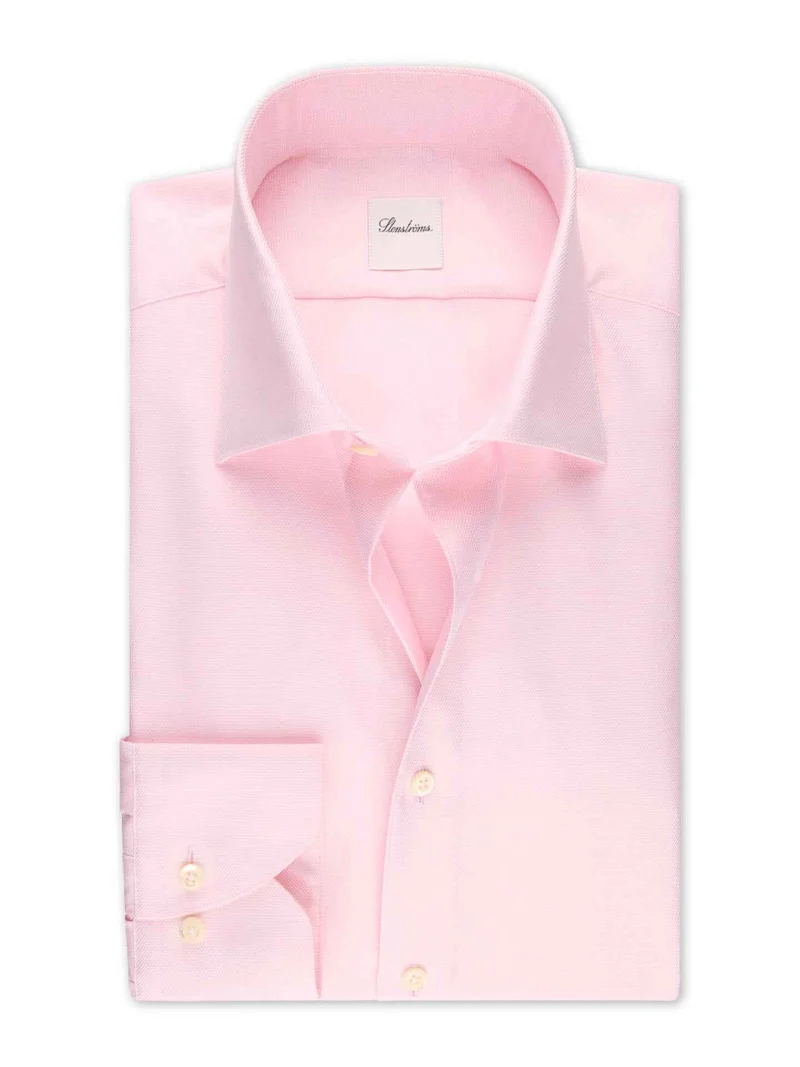Rosa Slimline Finstrukturerad Twillskjorta