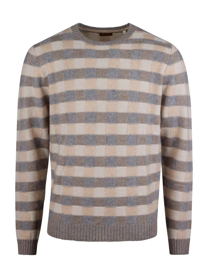 Rutmönstrad Cashmere Tröja