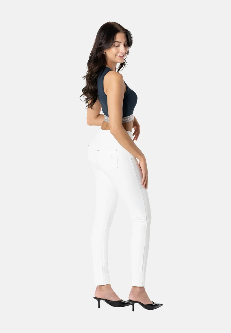 N.O.W. Comfort Mid Waist Skinny 7/8 Vegan Leather Pant - White