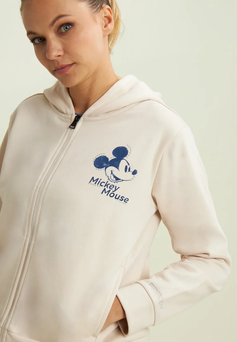 Women's zip hoodie with Mickey Mouse graphics