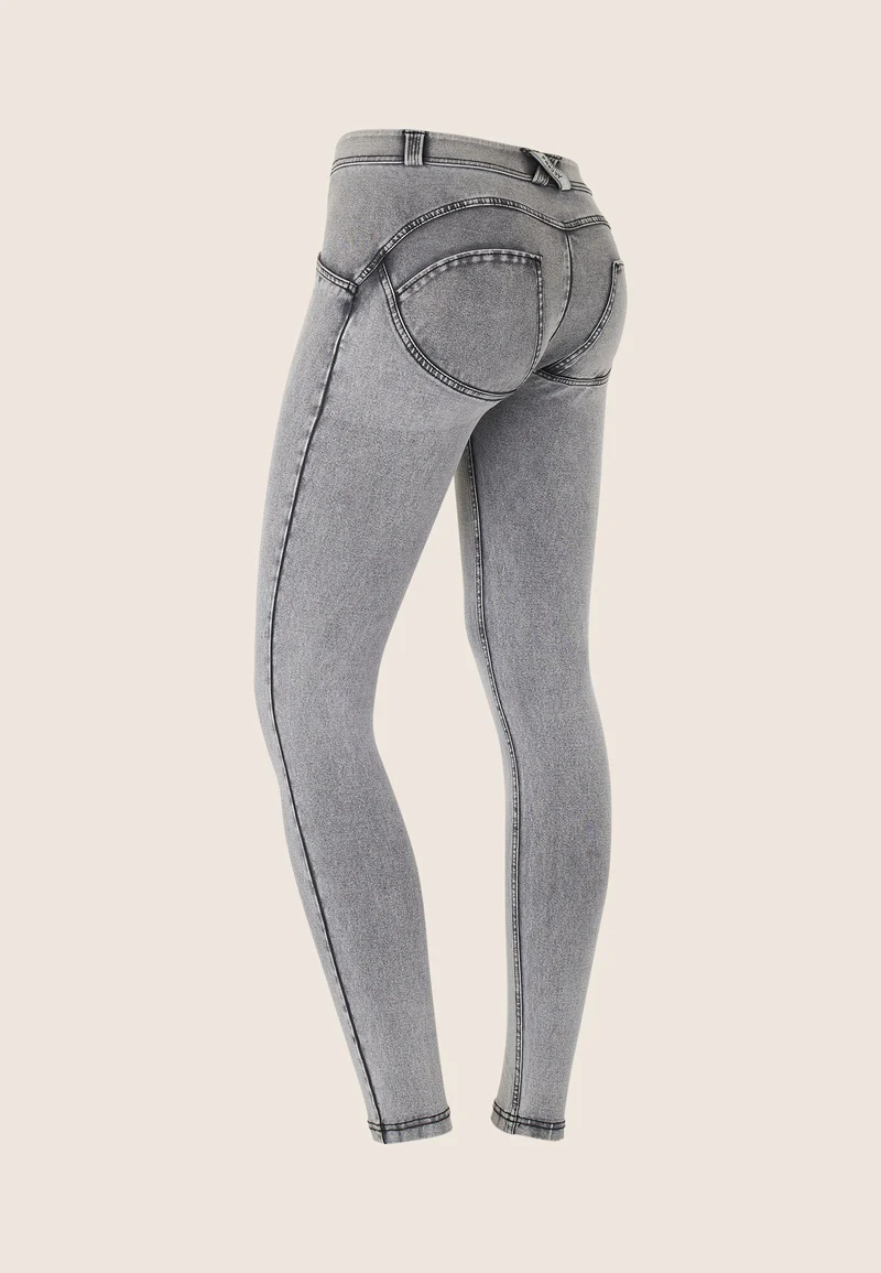 WR.UP Push-Up Low Waist Skinny Denim Jeans - Denim Gray - Black Seam