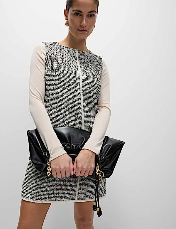 Dogtooth Mini Shift Dress