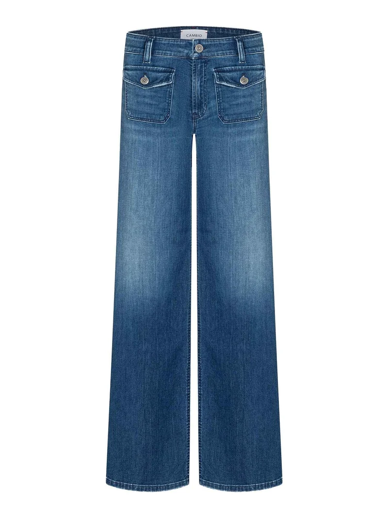 Blå Aimee Wide Patched Pocket Jeans