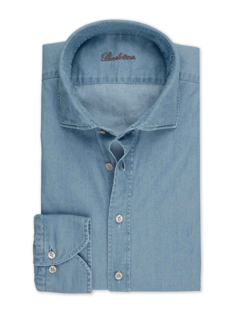 Blå Slimline Denimskjorta