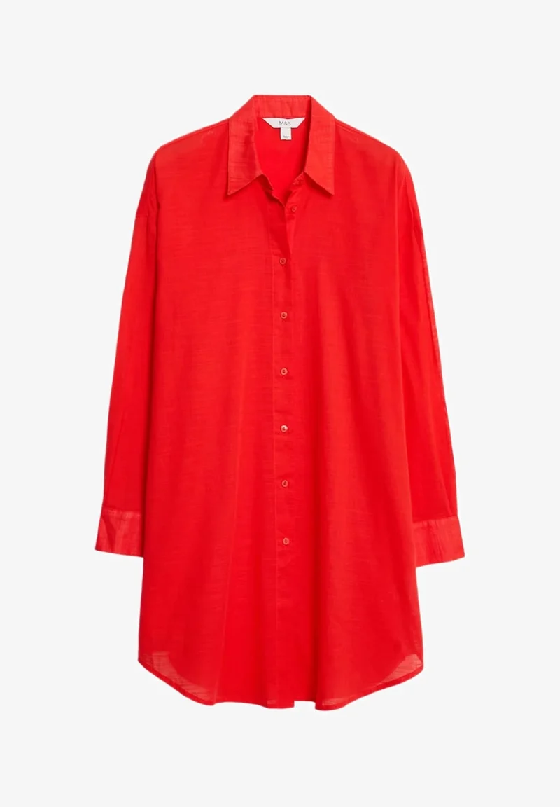 Marks & Spencer Tomato Red Long Sleeve Shirt - Beach