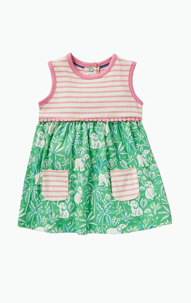 Aloe Green Elephant Palm Sleeveless Jersey Dress